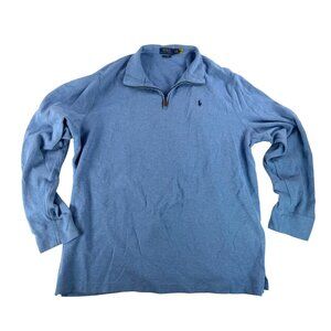 Polo Ralph Lauren Estate Rib soft preppy quarter zip sweater blue sz XXL